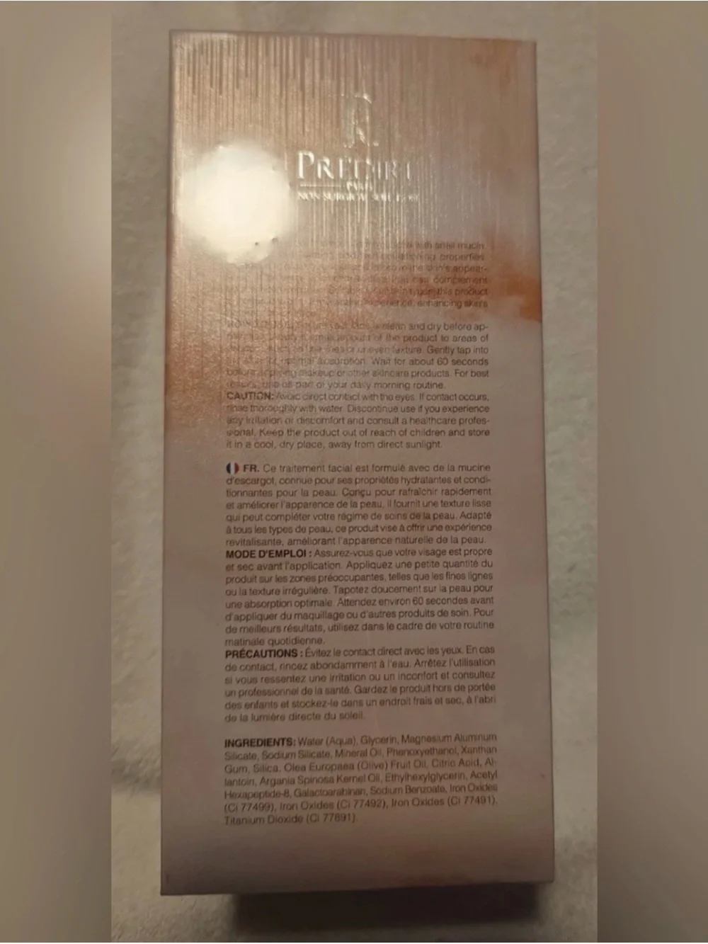 PREDIRE PARIS Snail Mucin Instant 60 Second Wrinkle Remover ~ Retail $1400